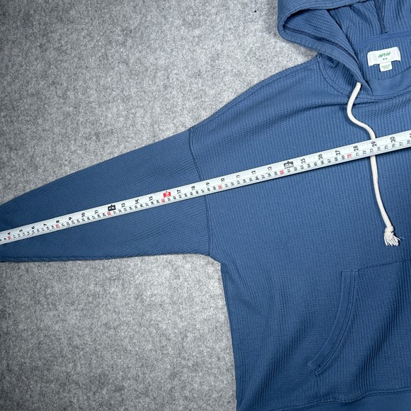 Aerie pullover Hoodie Womens Medium Blue Waffle Knit Oversized Casual Loungewear - Picture 6 of 14